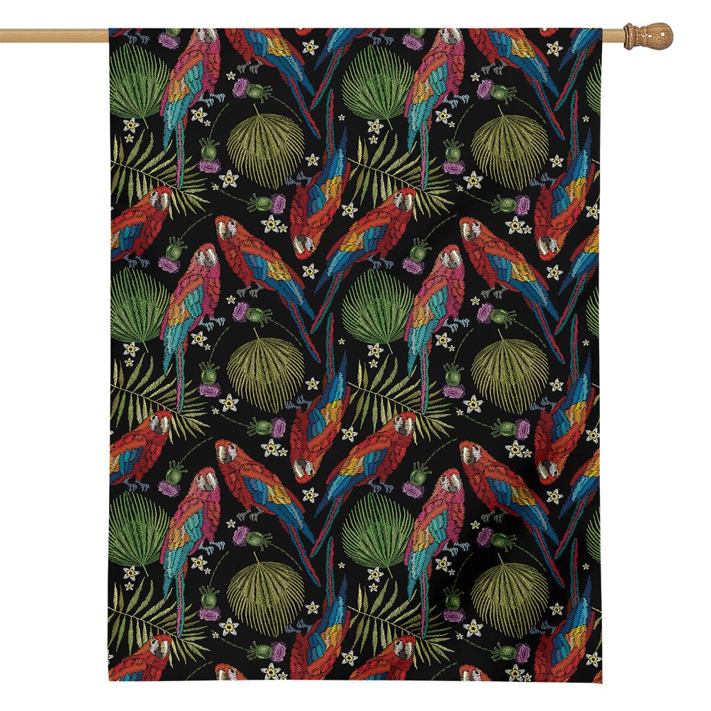 Embroidery Parrot Pattern Print House Flag