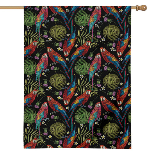 Embroidery Parrot Pattern Print House Flag