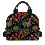 Embroidery Parrot Pattern Print Insulated Lunch Bag