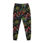 Embroidery Parrot Pattern Print Jogger Pants