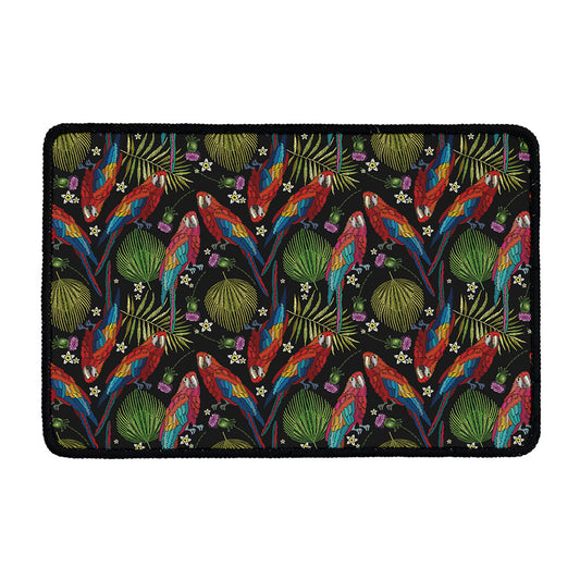 Embroidery Parrot Pattern Print Kitchen Mat