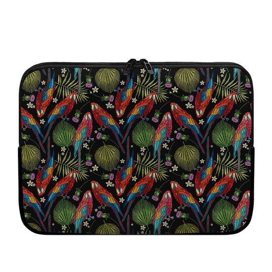 Embroidery Parrot Pattern Print Laptop Sleeve