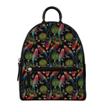 Embroidery Parrot Pattern Print Leather Backpack