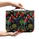 Embroidery Parrot Pattern Print Leather Bible Cover
