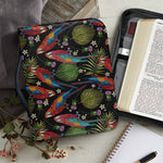 Embroidery Parrot Pattern Print Leather Bible Cover