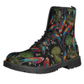 Embroidery Parrot Pattern Print Lace-Up Boots