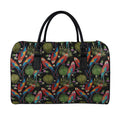 Embroidery Parrot Pattern Print Leather Duffel Bag