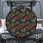Embroidery Parrot Pattern Print Leather Spare Tire Cover