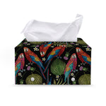 Embroidery Parrot Pattern Print Leather Tissue Box Cover