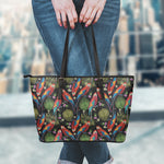 Embroidery Parrot Pattern Print Leather Tote Bag