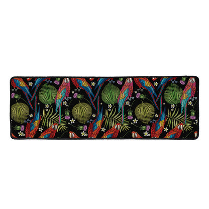Embroidery Parrot Pattern Print Long Kitchen Mat