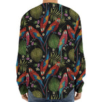 Embroidery Parrot Pattern Print Long Sleeve Baseball Jersey