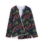 Embroidery Parrot Pattern Print Long Sleeve Short Coat