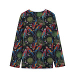 Embroidery Parrot Pattern Print Long Sleeve Short Coat