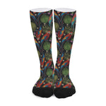 Embroidery Parrot Pattern Print Long Socks