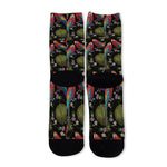 Embroidery Parrot Pattern Print Long Socks