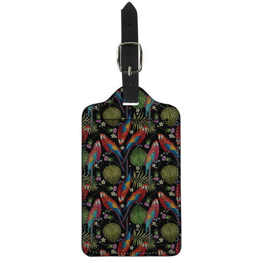 Embroidery Parrot Pattern Print Luggage Tag