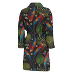 Embroidery Parrot Pattern Print Men's Bathrobe