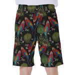 Embroidery Parrot Pattern Print Men's Beach Shorts