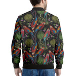 Embroidery Parrot Pattern Print Men's Bomber Jacket
