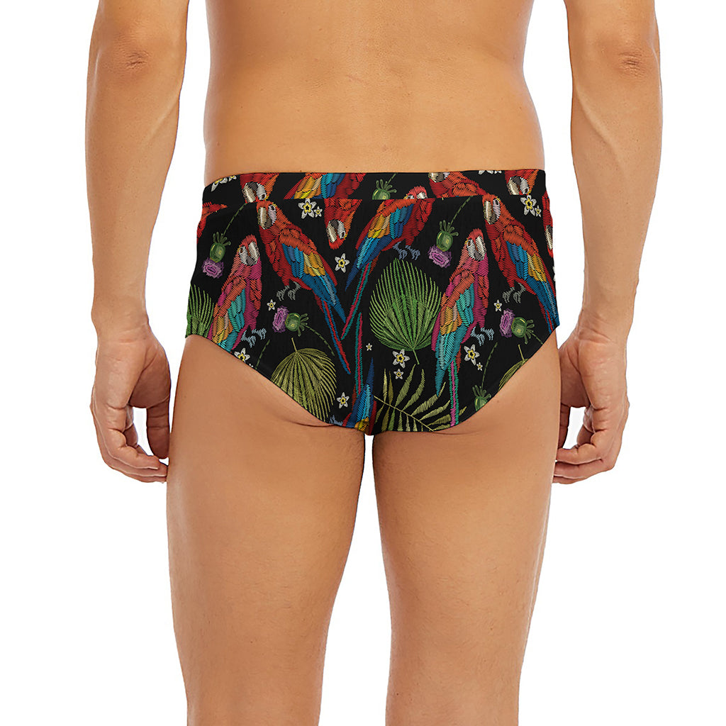Embroidery Parrot Pattern Print Men's Briefs