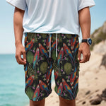 Embroidery Parrot Pattern Print Men's Cargo Shorts