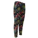 Embroidery Parrot Pattern Print Men's Compression Pants
