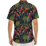 Embroidery Parrot Pattern Print Men's Deep V-Neck Shirt