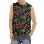 Embroidery Parrot Pattern Print Men's Fitness Tank Top