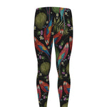 Embroidery Parrot Pattern Print Men's leggings