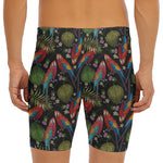 Embroidery Parrot Pattern Print Men's Long Boxer Briefs
