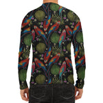Embroidery Parrot Pattern Print Men's Long Sleeve Rash Guard