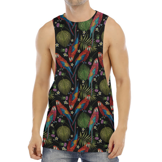 Embroidery Parrot Pattern Print Men's Muscle Tank Top