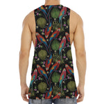 Embroidery Parrot Pattern Print Men's Muscle Tank Top