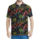 Embroidery Parrot Pattern Print Men's Polo Shirt