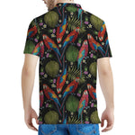 Embroidery Parrot Pattern Print Men's Polo Shirt