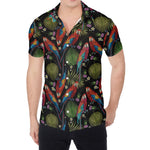 Embroidery Parrot Pattern Print Men's Shirt