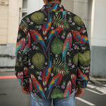 Embroidery Parrot Pattern Print Men's Shirt Jacket