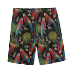 Embroidery Parrot Pattern Print Men's Sports Shorts