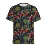 Embroidery Parrot Pattern Print Men's Sports T-Shirt