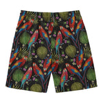 Embroidery Parrot Pattern Print Men's Swim Trunks