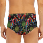 Embroidery Parrot Pattern Print Men's Triangle Swim Briefs