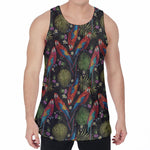 Embroidery Parrot Pattern Print Men's Velvet Tank Top