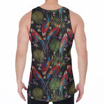 Embroidery Parrot Pattern Print Men's Velvet Tank Top