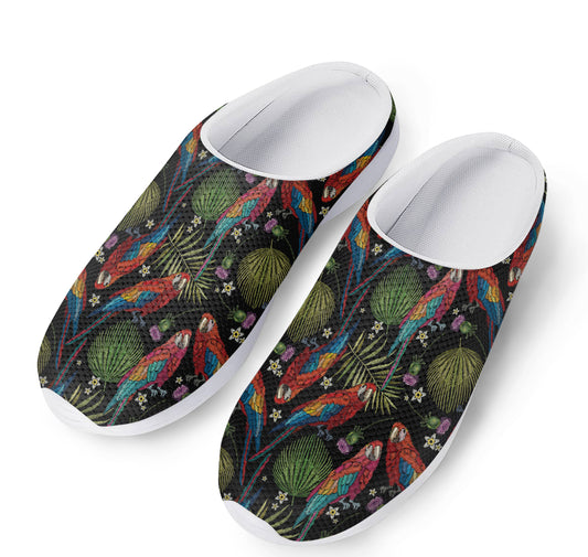 Embroidery Parrot Pattern Print Mesh Casual Shoes