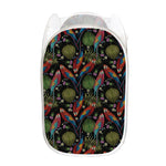 Embroidery Parrot Pattern Print Mesh Laundry Hamper