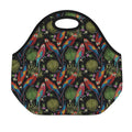 Embroidery Parrot Pattern Print Neoprene Lunch Bag