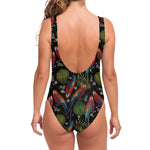 Embroidery Parrot Pattern Print One Piece Swimsuit