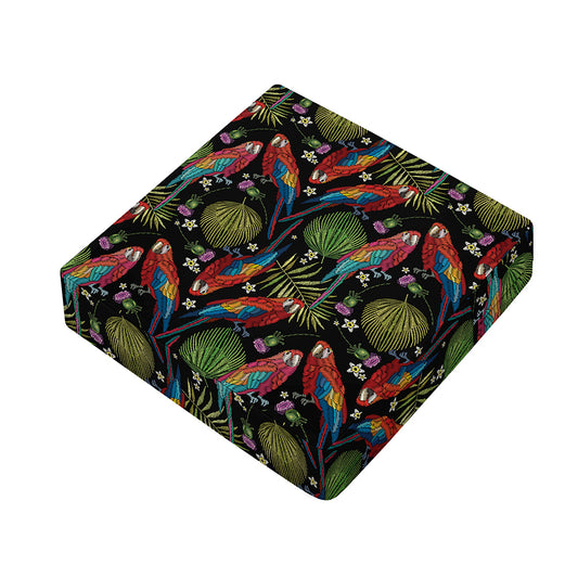 Embroidery Parrot Pattern Print Outdoor Seat Cushion Cover