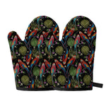 Embroidery Parrot Pattern Print Oven Mitts
